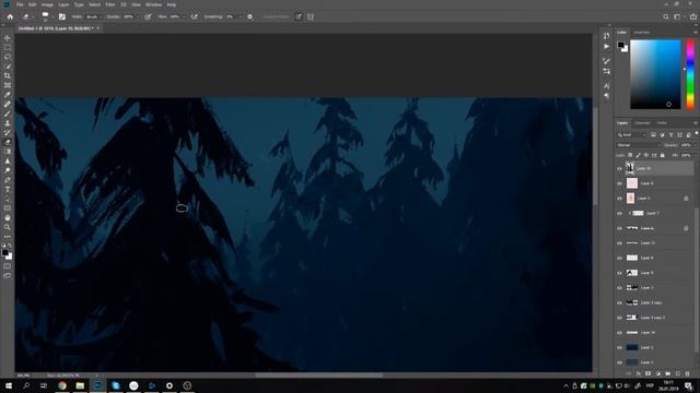 Зимний лес - speed paint