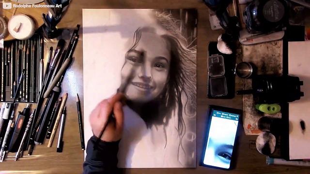 Hyperrealistic Drawing Sous la pluie pastel charcoal graphite fusain | Rodolphe Foulonneau Art