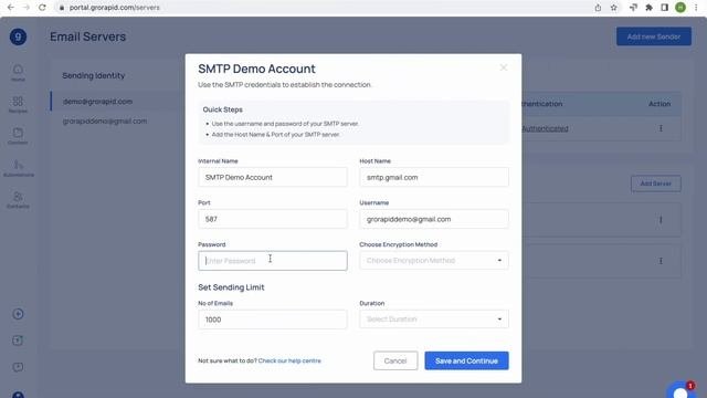 Adding a SMTP Server in Grorapid