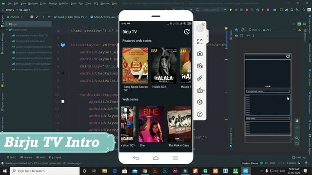 Android Movie streaming App Development || Demo Intro of Birju TV