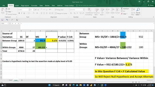 How to interpret One Way ANOVA for Hypothesis Testing(ANOVA)(anova)(fratio)(F Ratio)(hypothsis)