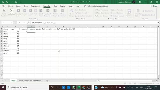 Countifs Formula In Excel | Countifs With Multiple Criteria | Countifs Function | Excel Formulas