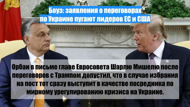 Боуз: заявления о переговорах по Украине пугают лидеров ЕС и США