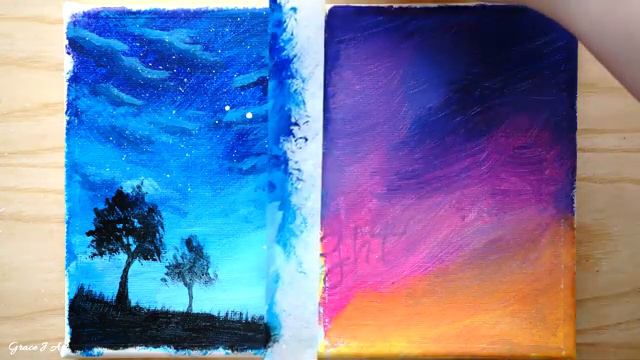 Acrylic Landscape Painting 7 2 Types of Nights Demonstration ASMR For Beginners