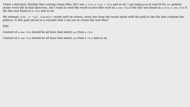 Unix & Linux: grep search pattern in multiple files and output to different files
