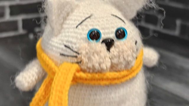 Кот Колобок (Новая версия, Вязаный котик, Белый кот)