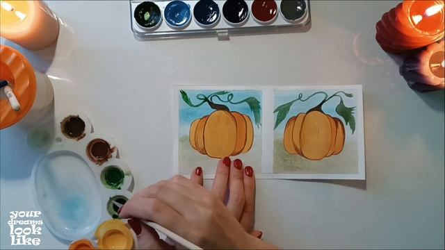Осенние открытки с тыквами. Pumpkin cards. Funny pumpkins