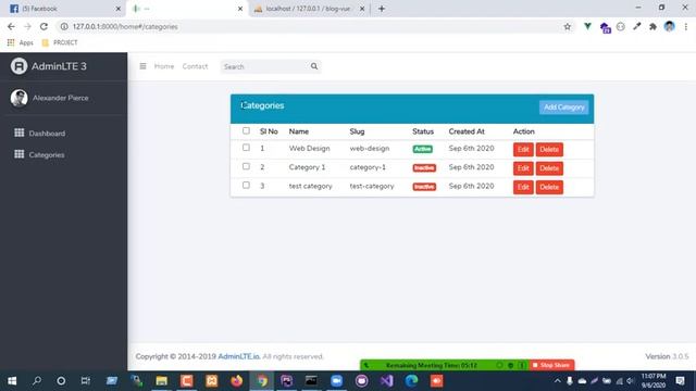 Laravel + VueJS Part - 13 - Update category, manage posts, delete post