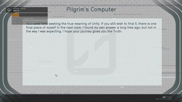 Starfield Unity - Access The Locked Room - Pilgrim's Rest answers