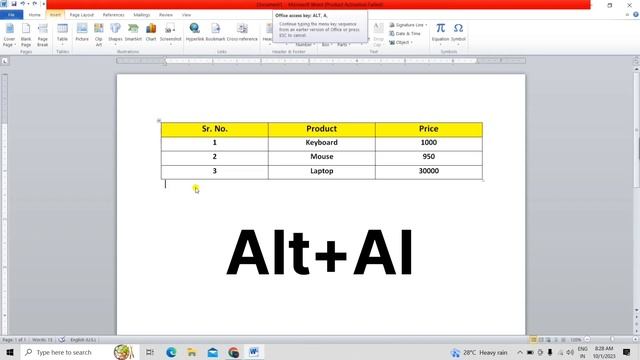 Shortcut Key to Insert Rows in Table in MS Word! How to Insert Rows In Table