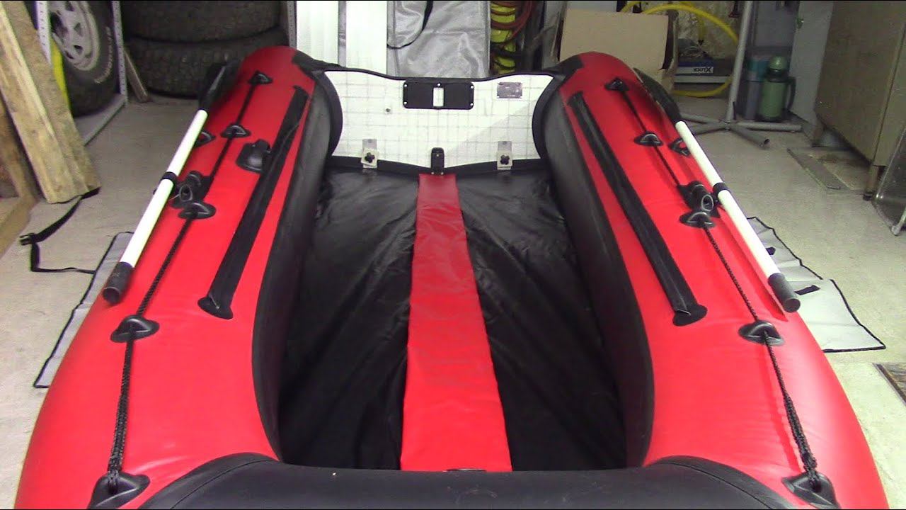 Новая лодка Polar Bird 360/ Пайолы и транец стеклокомпозит . Первая сборка и накачка в гараже.