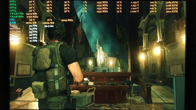 RE3 REMAKE - GTX 970 - Static Testing(2 Mins) - R.P.D. Station/Main Hallway 4 Gpu's @ 4k + 130% IQ