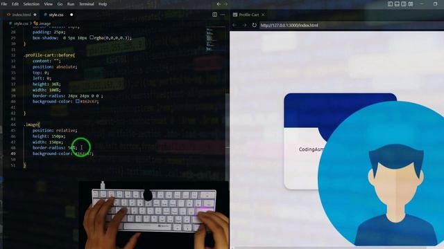 ASMR Programming - Simple Profile Card UI Design - No Talking