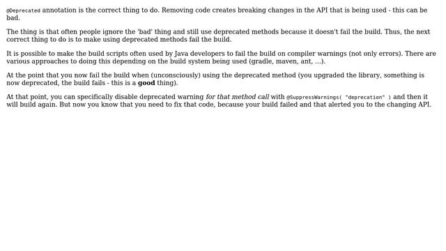 Software Engineering: How to properly deprecate methods in Java? (3 Solutions!!)