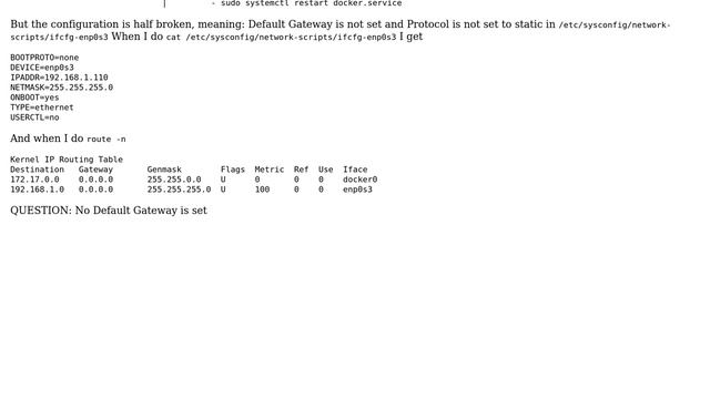 Centos Atomic 7 cloud-init static network configuration NO DEFAULT GATEWAY
