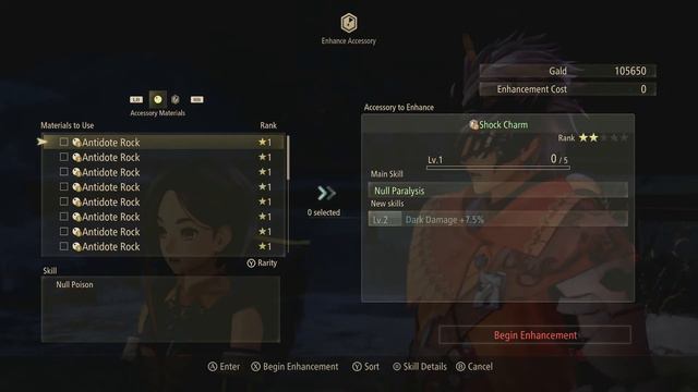 Tales of Arise Craft Enhance First Accessory for Immune to Paralysis and Dark Magic