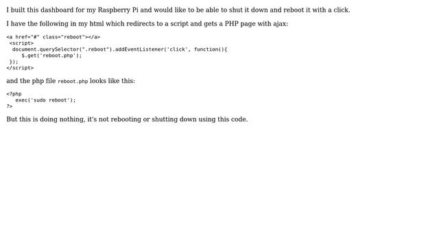 Raspberry Pi: Shutting down Raspberry Pi with PHP