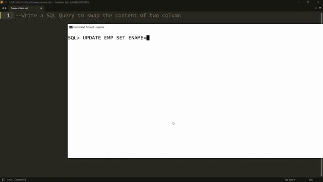 SQL Query to Swap content of two column using Update Statement