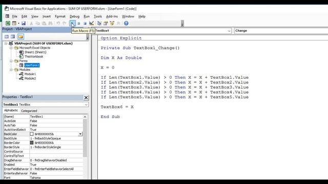USERFORM TEXT BOX CALCULATION