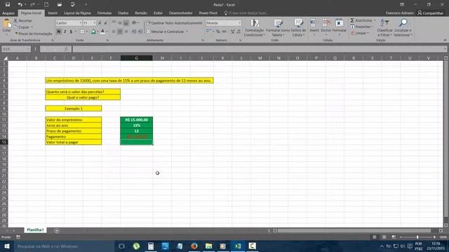 1 0 Excel FUNÇÃO PGTO