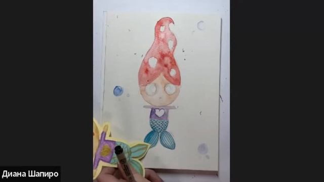 Рисуем русалку и милую рыбку ▶ Рисование акварелью