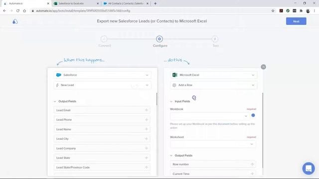Salesforce and Microsoft Excel Integration  Export new Salesforce Leads or Contacts to MS Excel