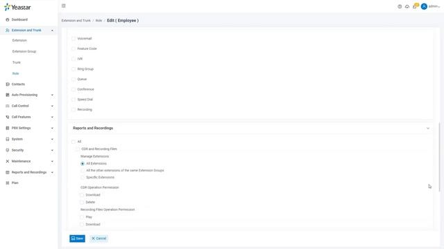 User Role | Granular Permission Control on Yeastar P-Series PBX System (2021)