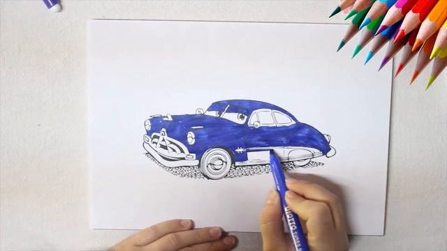 Coloring DOC HUDSON Drawing from CARS - Fun Sketch with BOOM TOONS