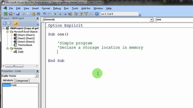 Second Excel VBA Program