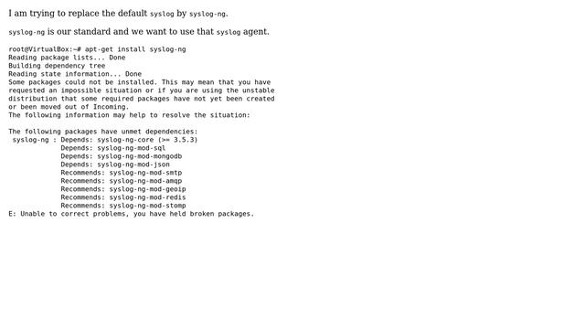 Ubuntu: Replacing rsyslog with syslog-ng depends sylog-ng-core