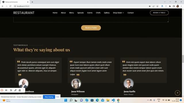 Angular Free Restaurant Website Template 1