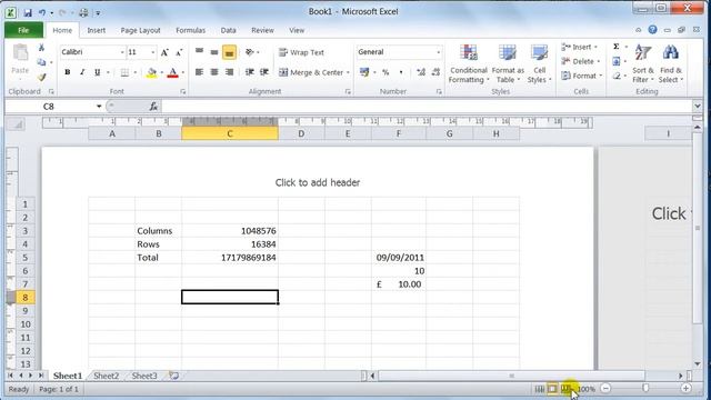 Microsoft Excel 2010 environment user interface - Tutorial 1b