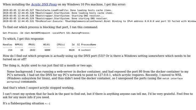 Can't start Acrylic DNS Proxy on my Windows machine