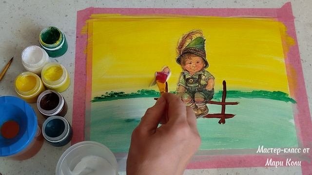 Деревенский мальчик декупаж.
