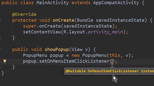 Popup Menu - Android Studio Tutorial
