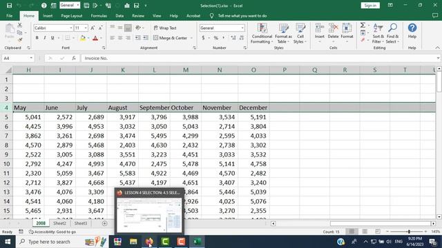 June 15 Excel (Selections)
