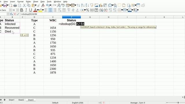 LibreOffice Calc - Vlookup