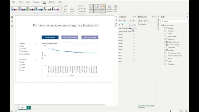 Power BI: Cómo cambiar de visualización con un botón utilizando bookmarks