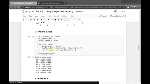 Prediction using Unsupervised Machine Learning