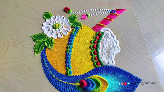#1317 Janamashtmi peacock feather rangolis   satisfying video   sand art