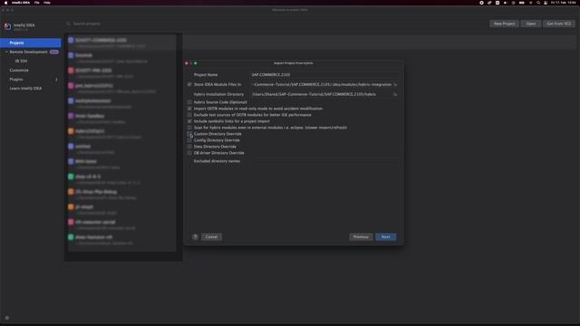 IntelliJ import Hybris project