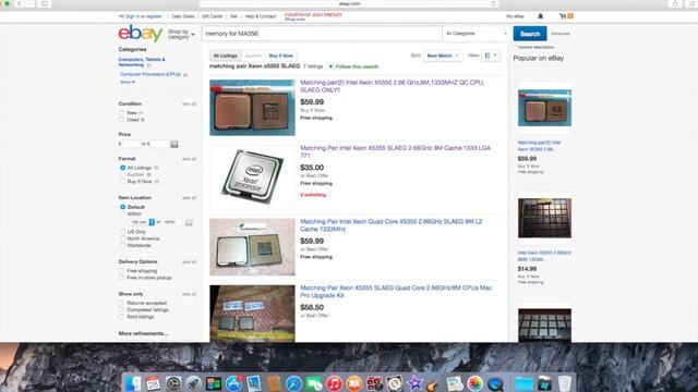 Ebay shopping for 2006 Mac Pro Upgrades