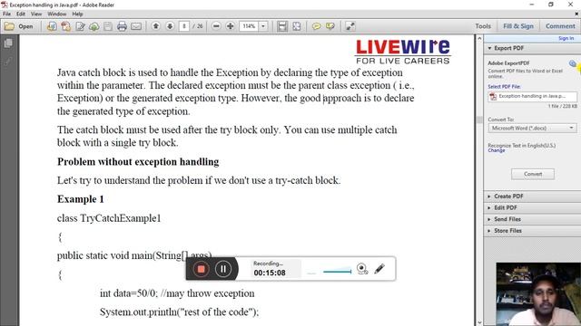 Livewire   Core Java   Exception Handling Session by Marimuthu  5