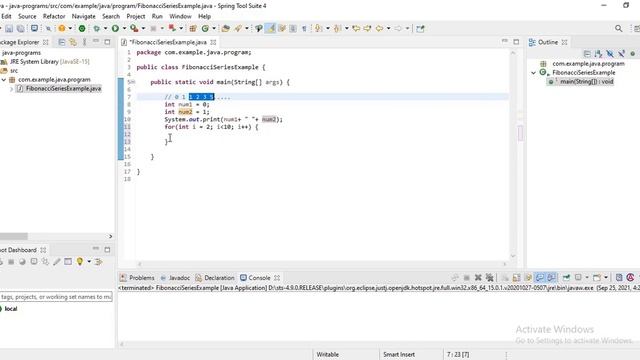 Print 1st 10 Fibonacci series numbers using java
