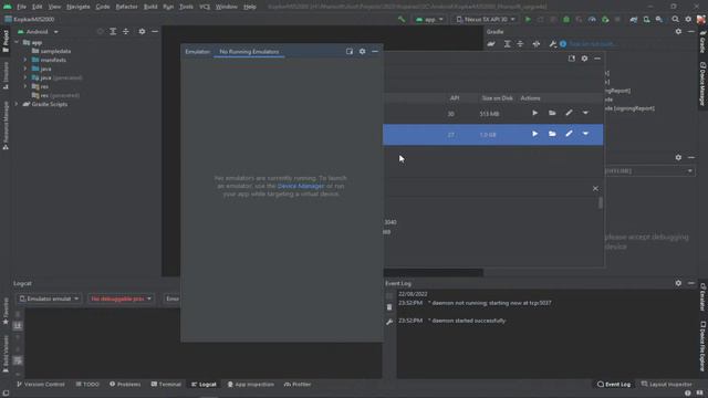 fix the emulator process for avd has terminated or killed android studio