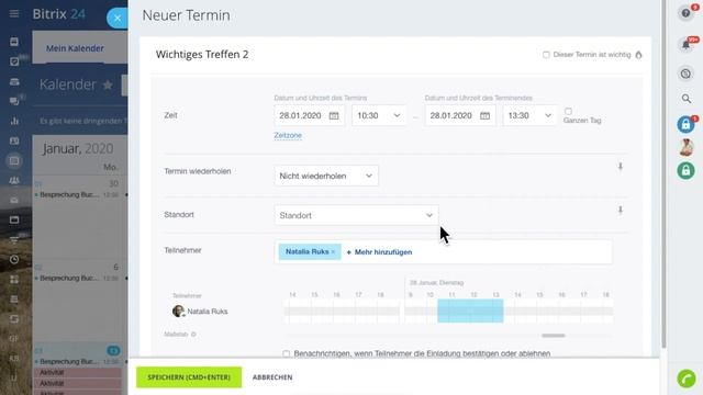 Neue Termine hinzufügen | Kalender - Bitrix24 Kommunikation