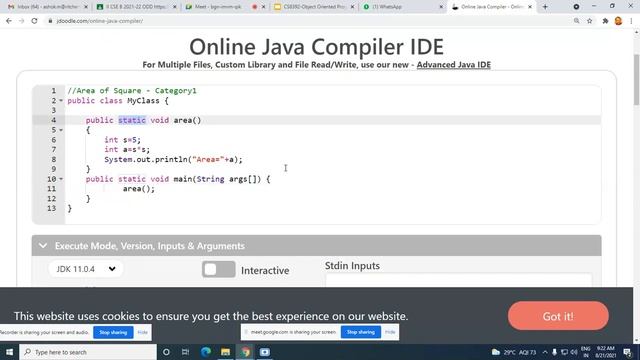 21082021 OOP U1 Methods-1,2,static keyword