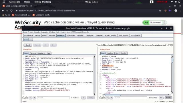 Web cache poisoning via an unkeyed query string (Video Solution) | 2020
