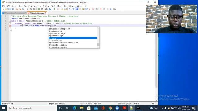 Coding with Java   The AddingMachine java Example