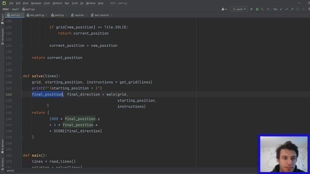 Advent of Code 2022, Day 22, Python Solution